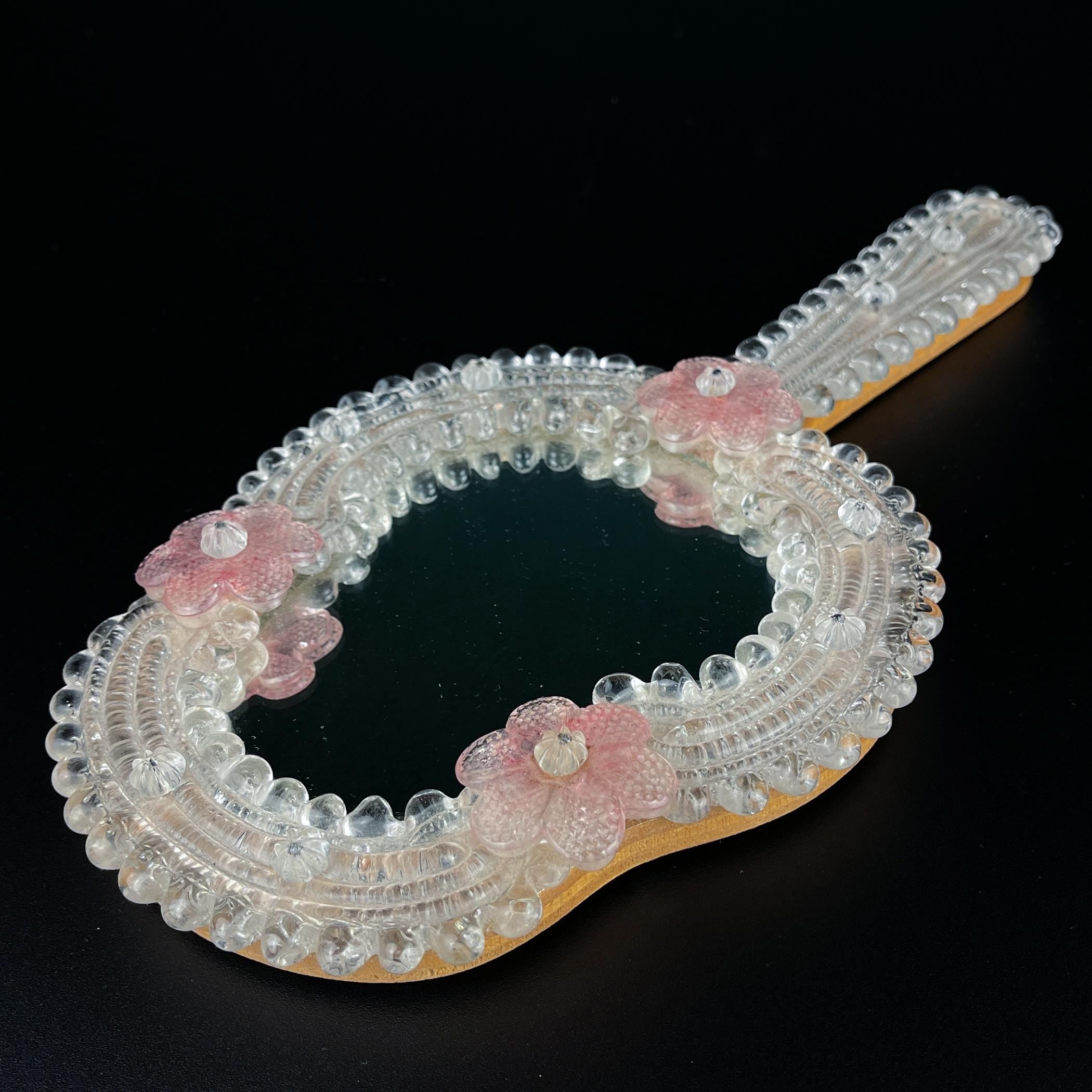 Original Murano glass mirror, Italy 1950s, Vintage home decor