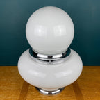 Vintage Opaline Glass UFO Lamp: Italian Mid-Century Modern Lighting