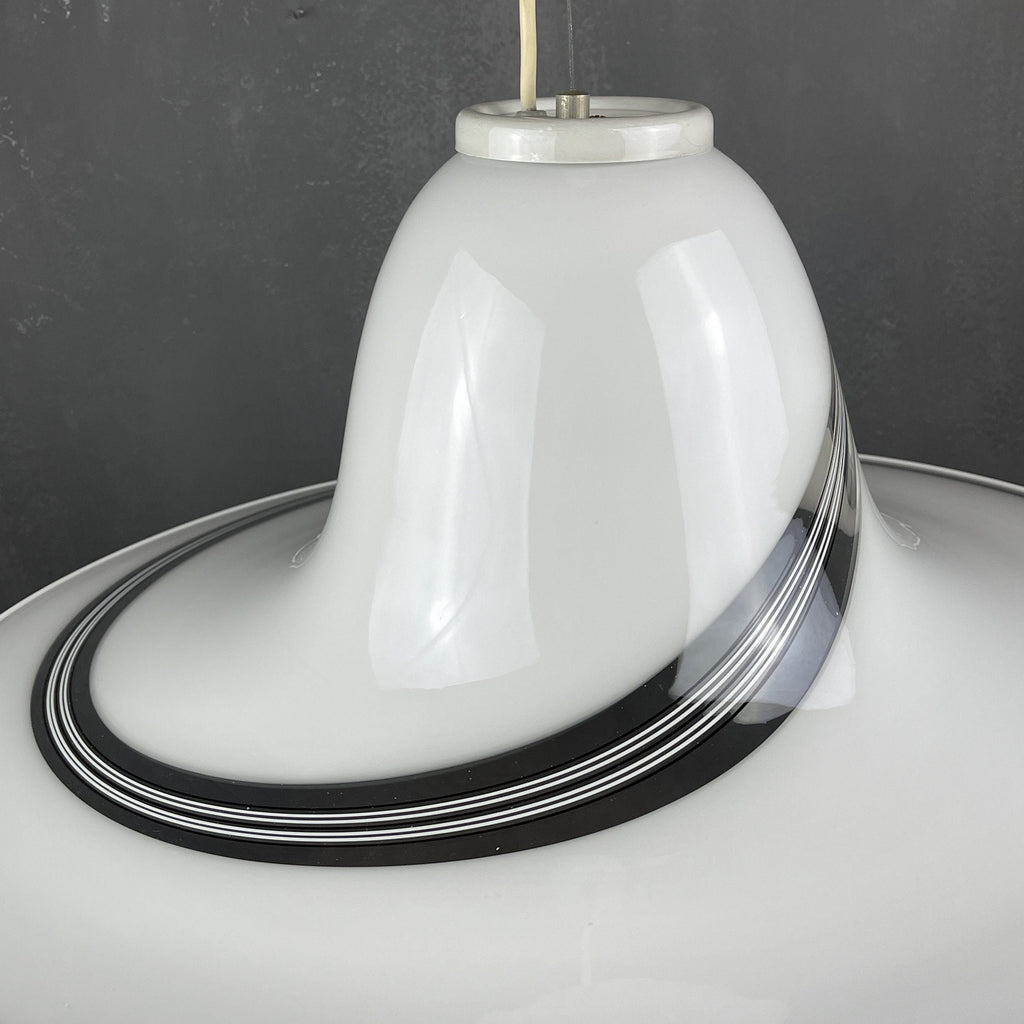 Vintage swirl murano glass pendant lamp Italy 1970s Mid-century light space age