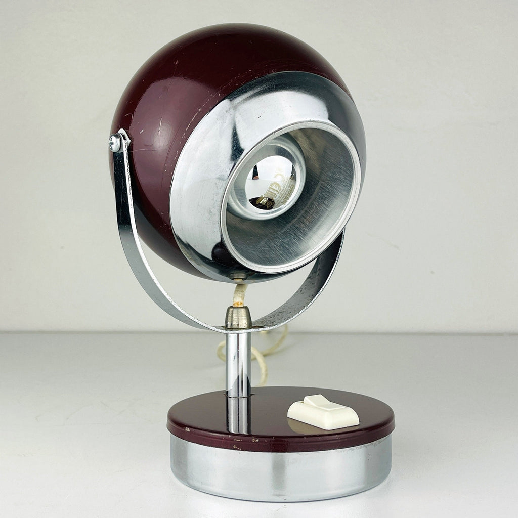 Mid-century cherry desk lamp Eyeball Italy 60s Retro lighting Space Age Atomic