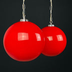Vintage Red Glass Pendant Lamp: Mid Century Modern Lighting, Yugoslavia 1980s