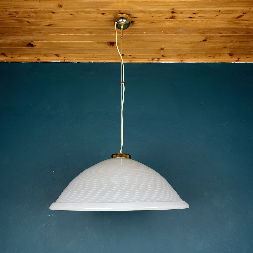 Vintage Swirl Murano Glass Pendant Lamp: 1980s Italian Mid-Century Lighting