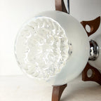 Retro Wood & Glass Chandelier: 70s Geometric Pendant Lamp
