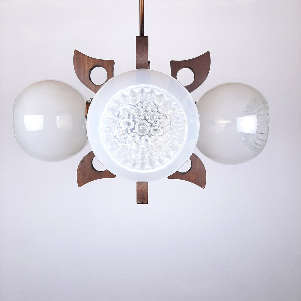 Mid-Century Mazzega Murano Glass Pendant Lamp - 70s Space Age Lighting