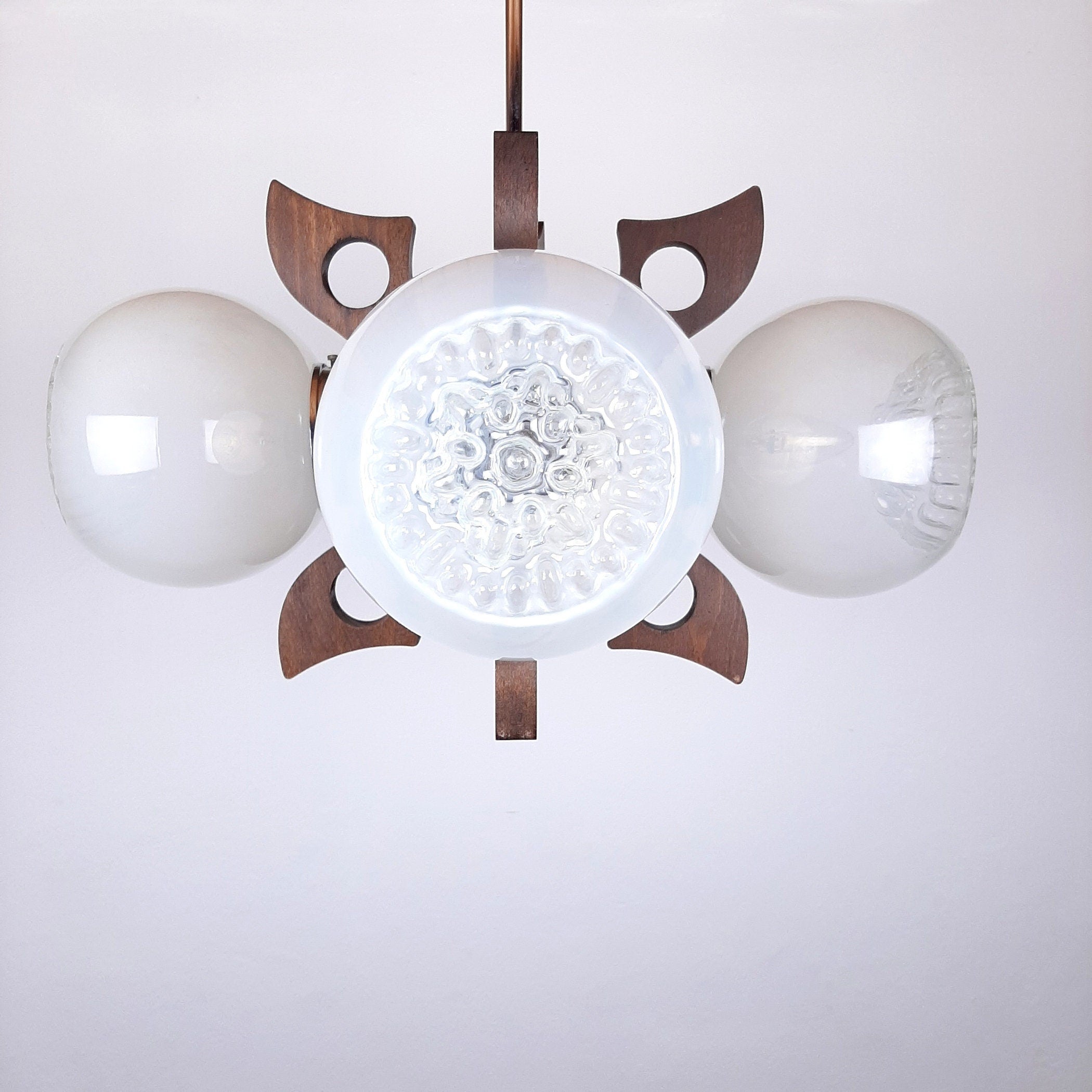 Mid-Century Mazzega Murano Glass Pendant Lamp - 70s Space Age Lighting