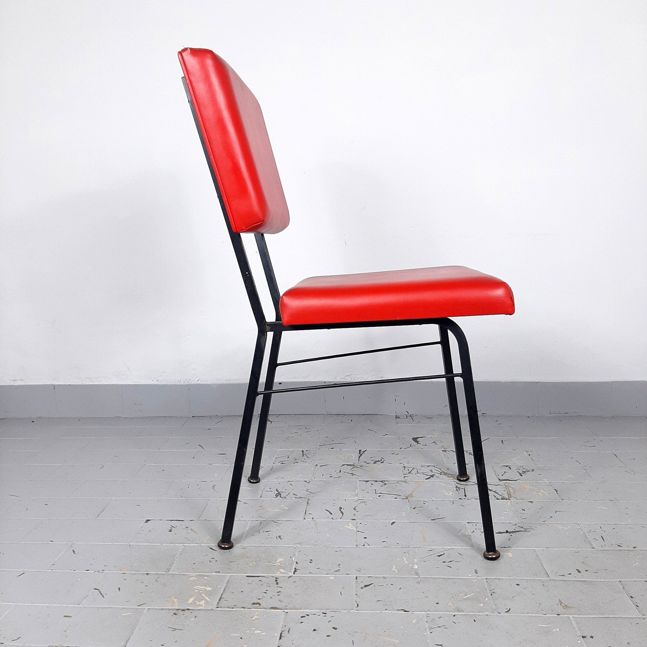 Vintage Red Dining Chair: Mobili Polli Italian Mid-Century Design