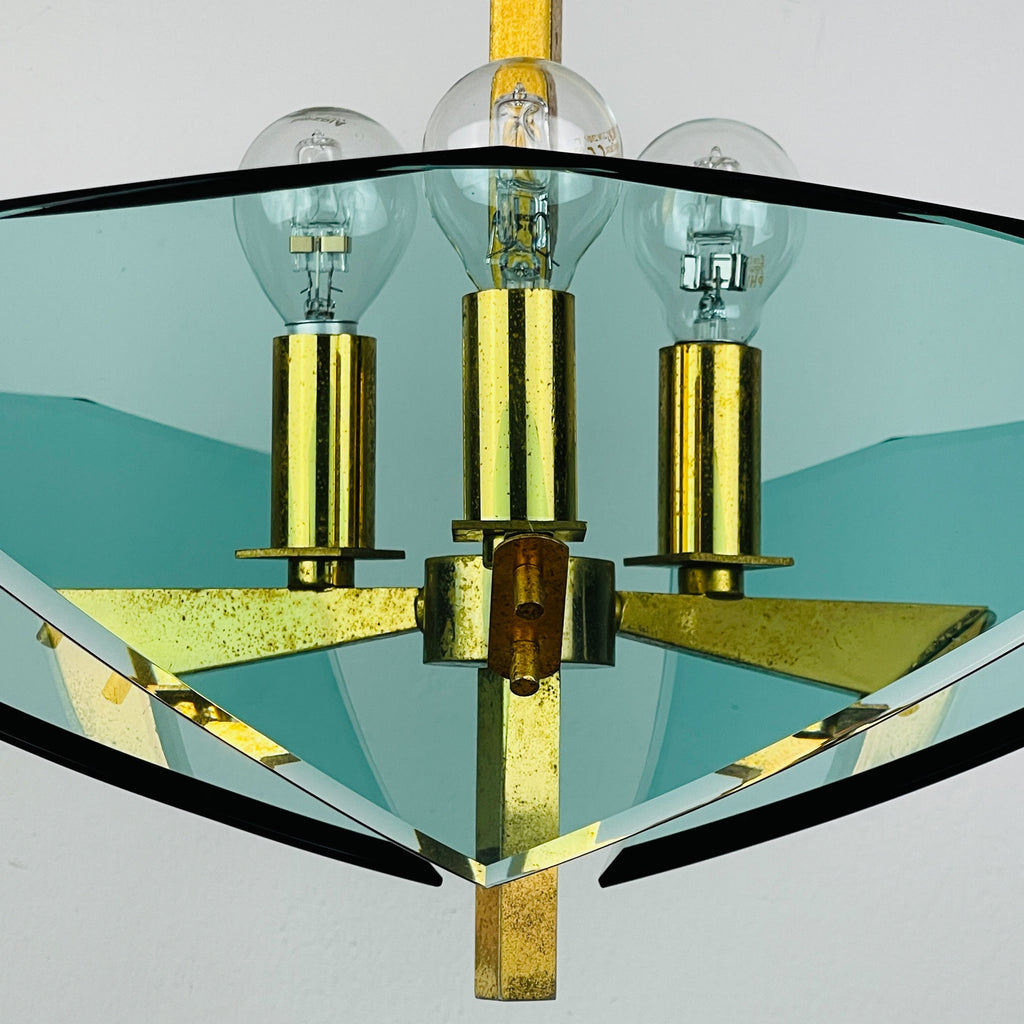 Vintage art glass pendant lamp by Fontana Arte, Italy 1950s, Art deco, MCM