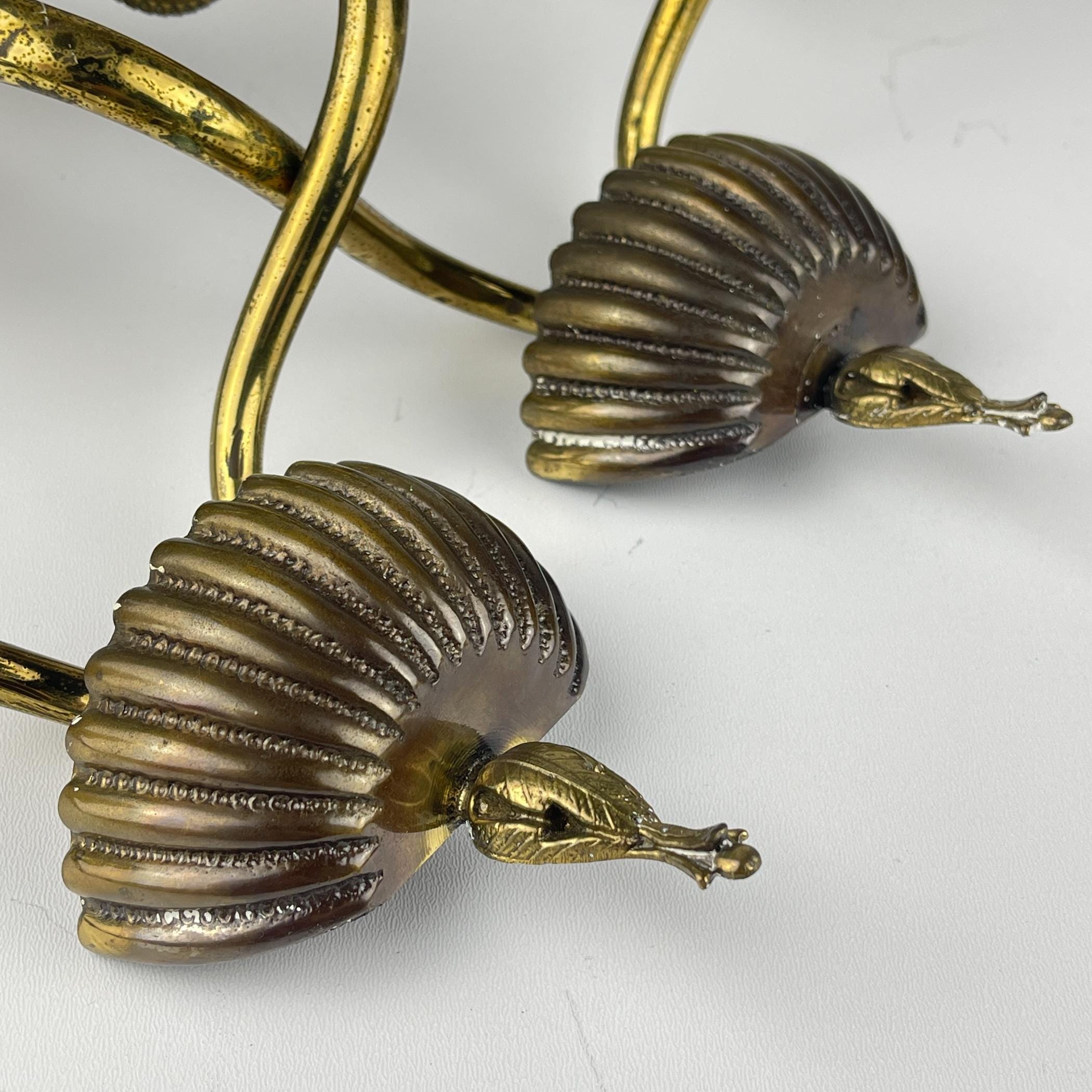Vintage Bronze Wall Sconces - Italian Home Decor - 1950s Pair