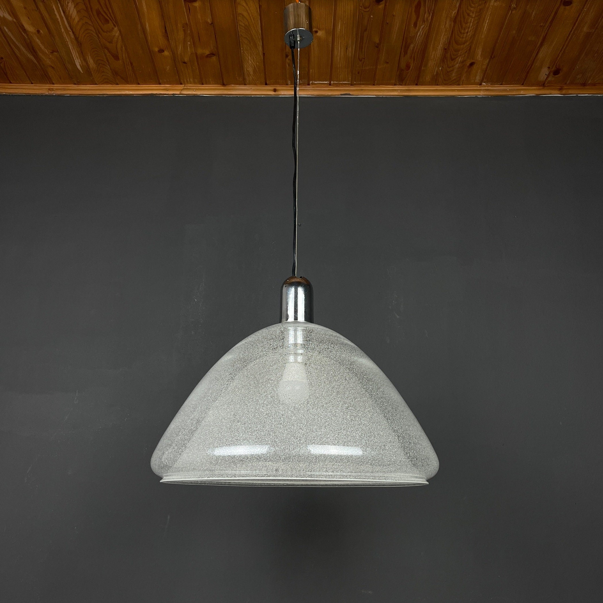 Carlo Nason Murano Glass Pendant Lamp: Mazzega Italian Lighting, 1960s