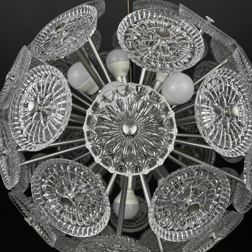 Vintage crystal chandelier Sputnik Dandelion Italy 1960s mid-century modern italian lighting