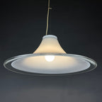 Murano glass white pendant lamp Italy 1970s Mid-century lighting XL ceiling lamp