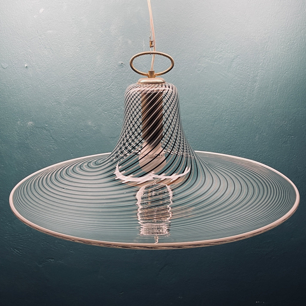 Vintage swirl Murano pendant lamp Italy 1970s Italian modern murano chandelier