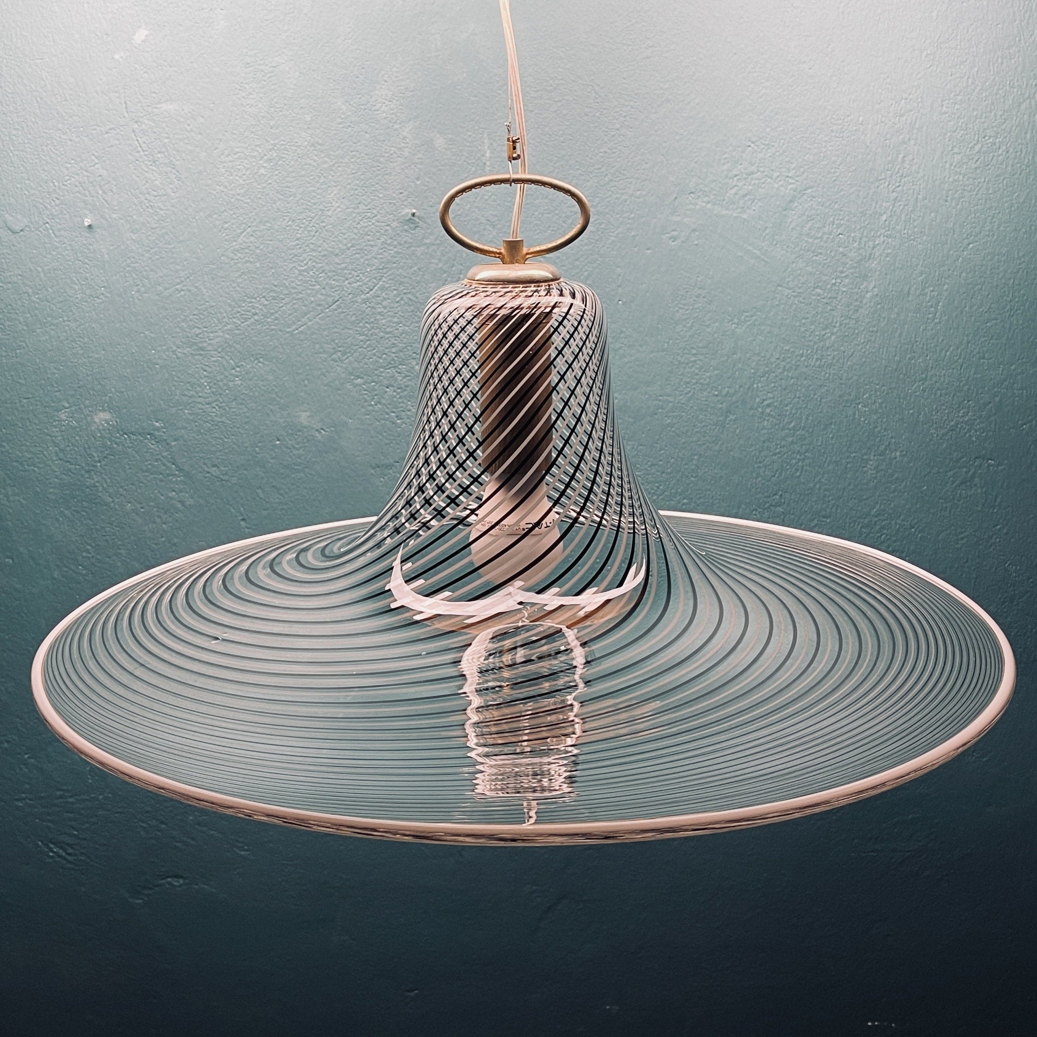 Vintage swirl Murano pendant lamp Italy 1970s Italian modern murano chandelier