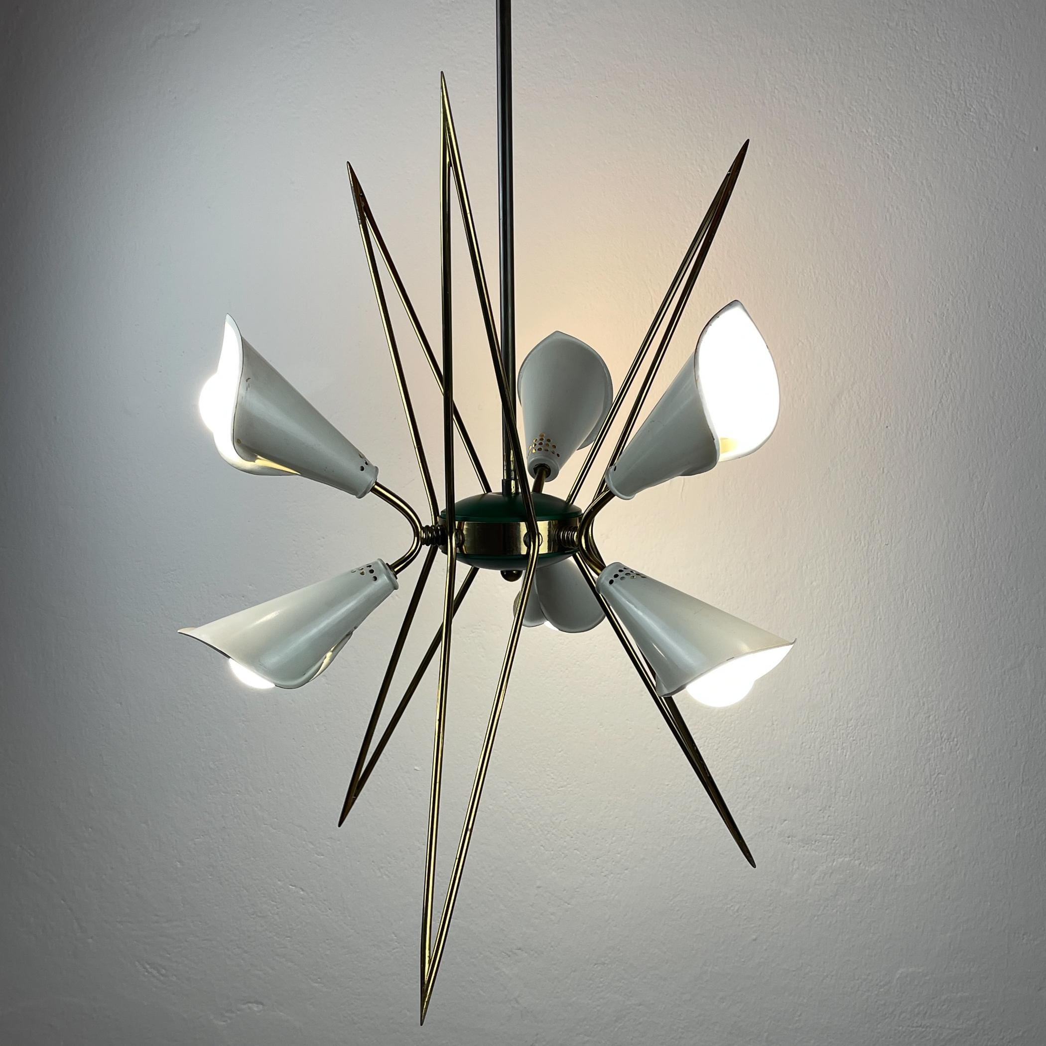 Mid-century metal chandelier by Stilnovo, Italy 1970s, Vintage home decor