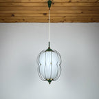 Chandelier by Angelo Lelii for Arredoluce, Italy 1958, Opaline glass and brass