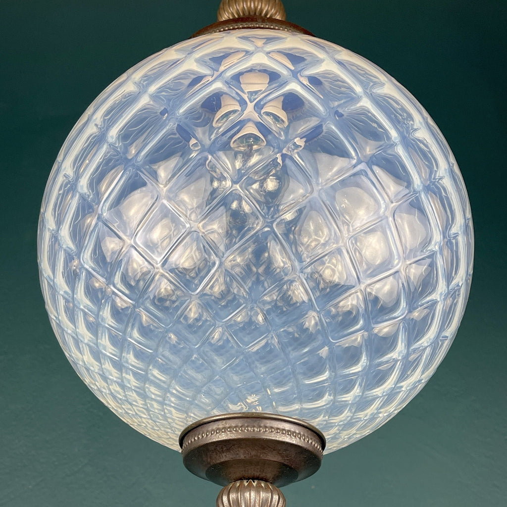 Vintage blue murano sphere ball pendant lamp Italy 1970s Mid-century italian lighting