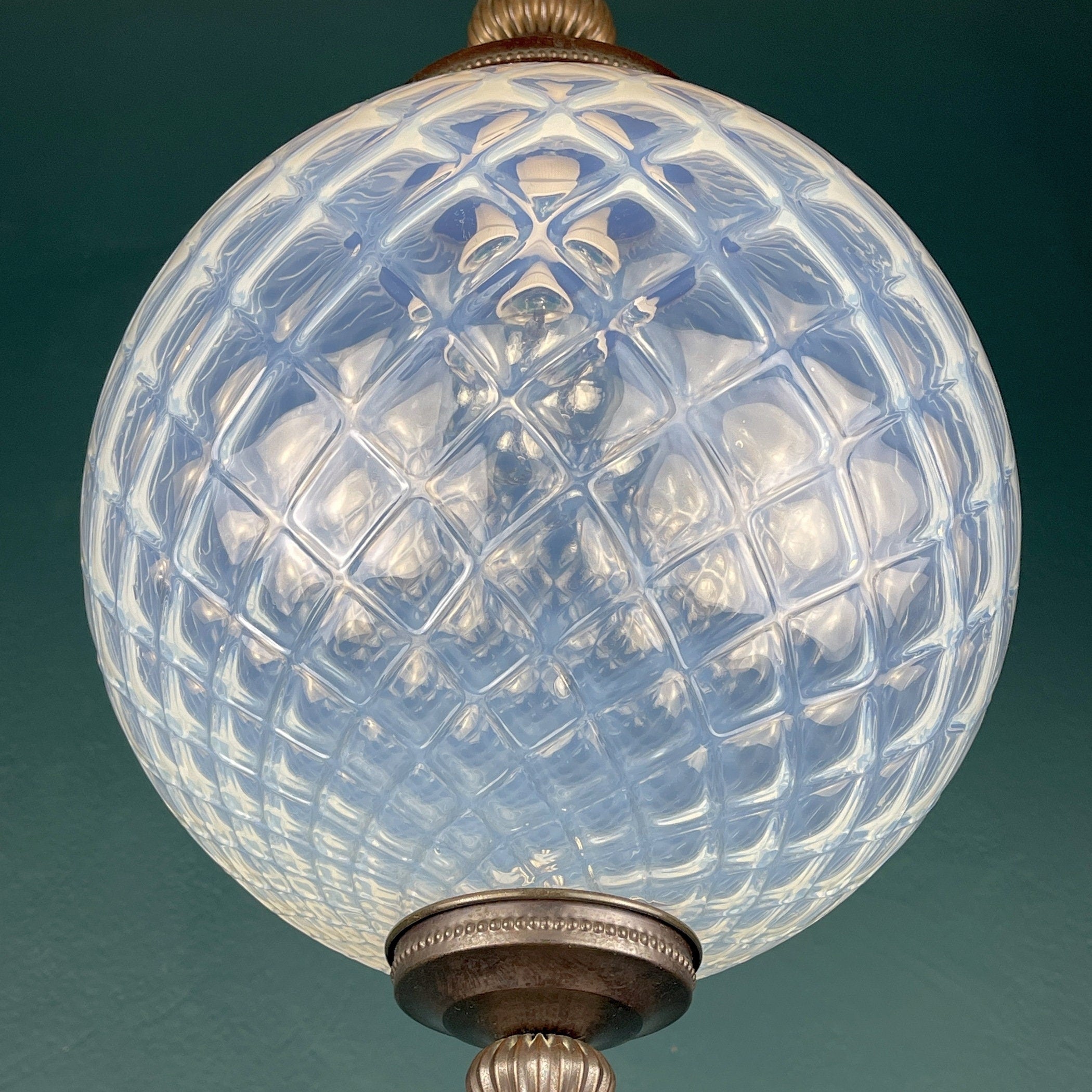 Vintage blue murano sphere ball pendant lamp Italy 1970s Mid-century italian lighting