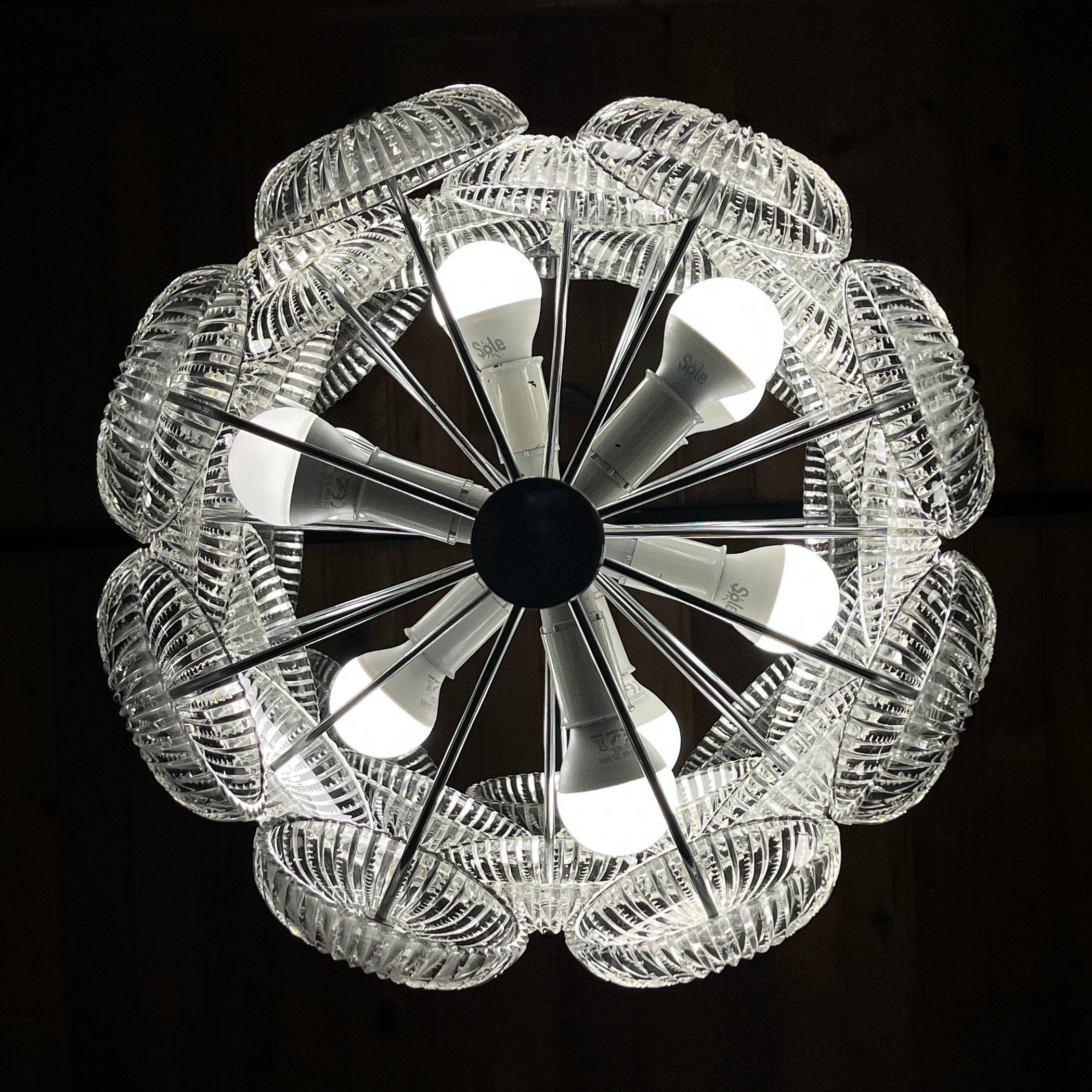 Vintage crystal chandelier Dandelion Italy 1960s mid-century modern italian lighting