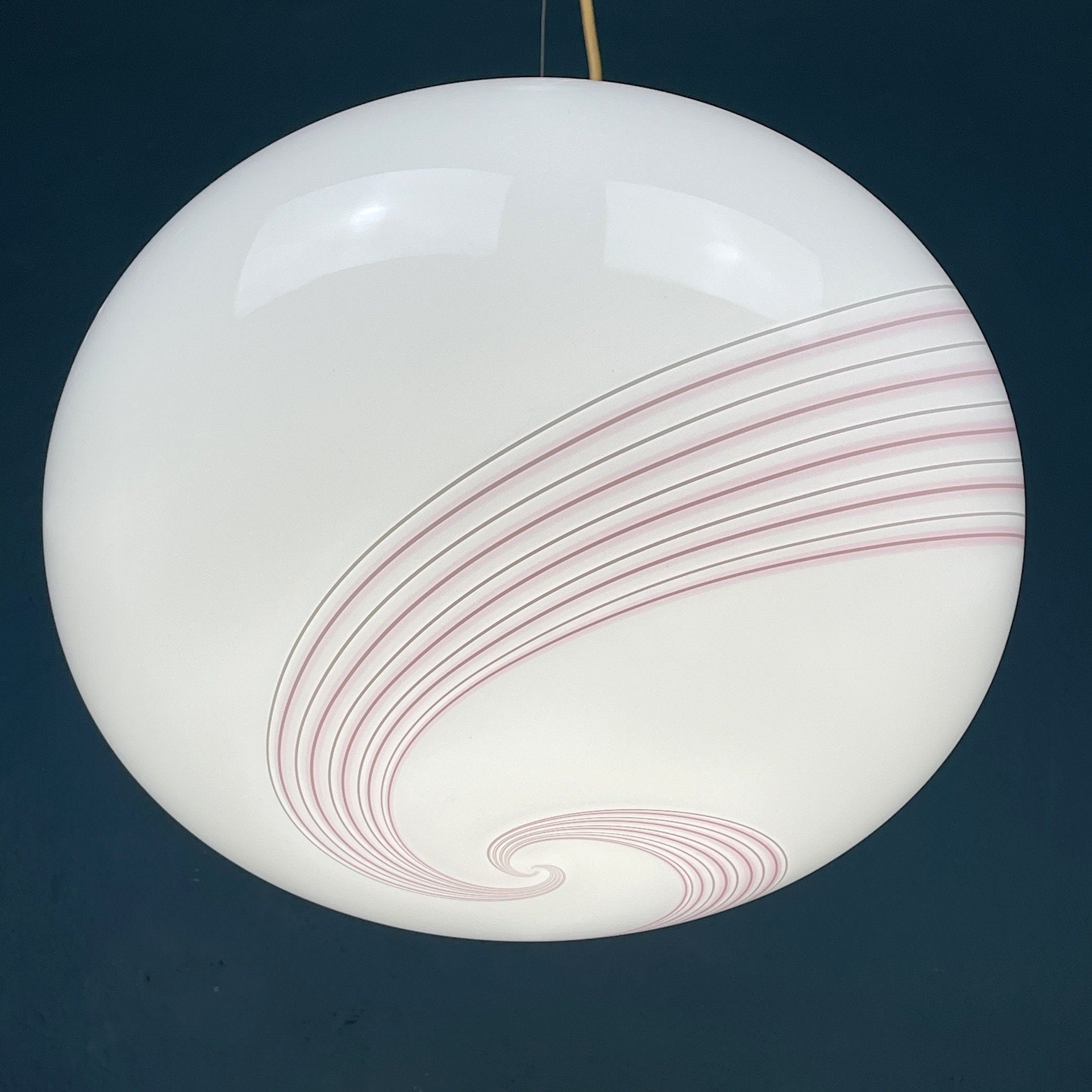 Classic swirl murano pendant lamp Vetri Murano Italy 1970s Italian mid-century modern lighting