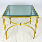 Vintage Smoked Glass & Brass Side Table: Italian Art Deco 1970s