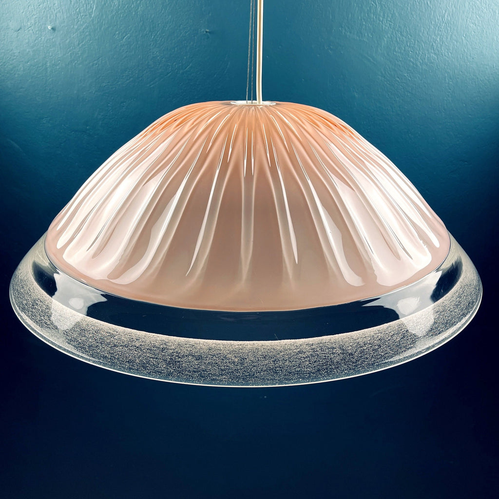 Vintage large pink murano glass chandelier Italy 1970s Mid-century murano pendant lamp