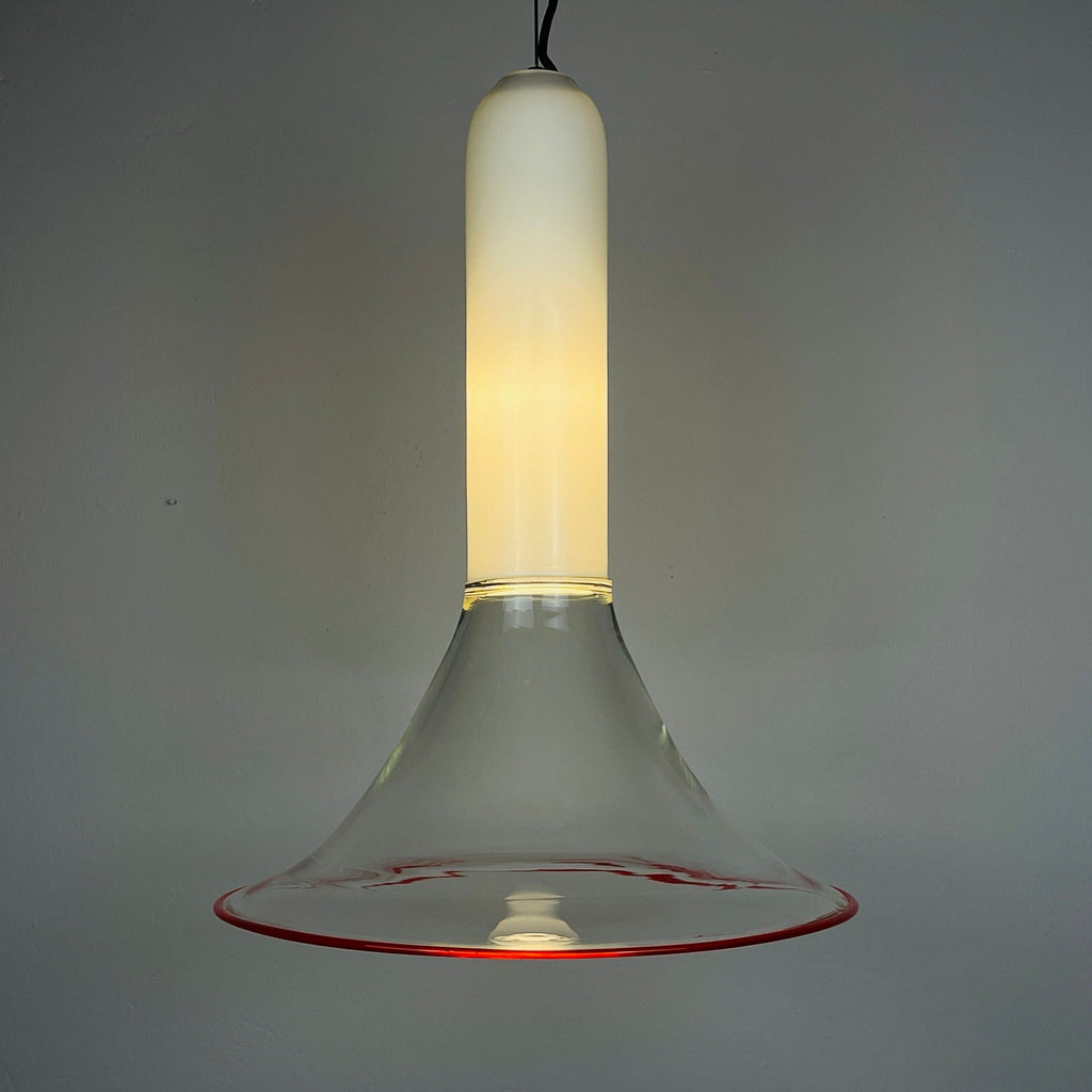 Murano Glass Pendant Lamp: Mid-Century Modern Italian Lighting by Leucos, 1970s