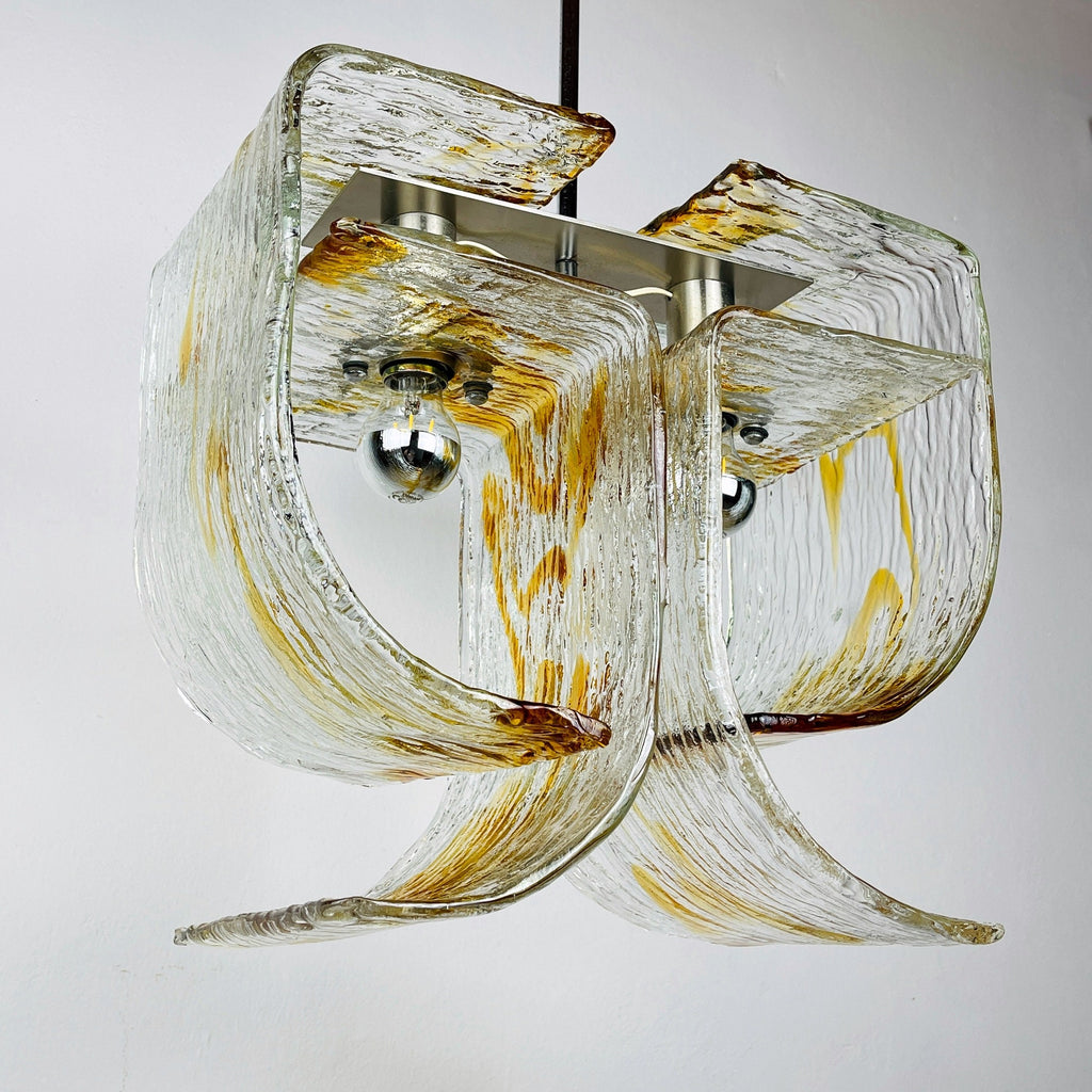 Vintage Murano glass chandelier by Mazzega, Italy 1970s, Space age, Mid-century modern