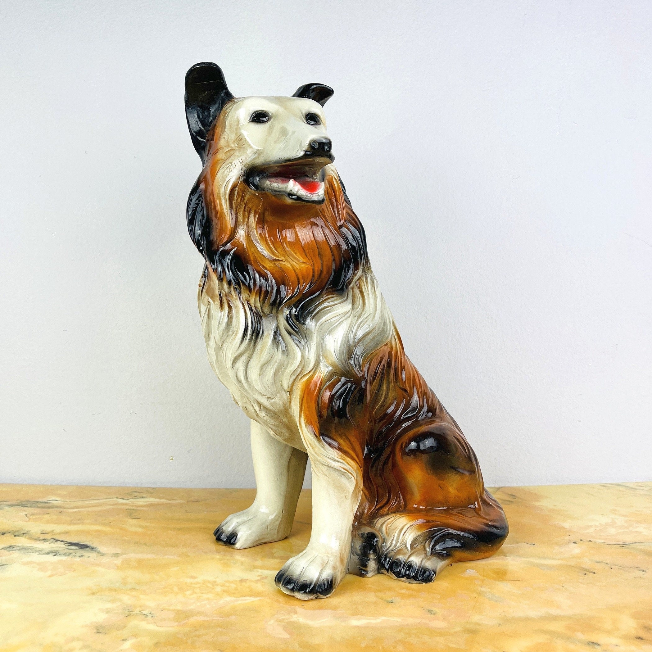 Vintage hand-painted sculpture Dog Italy 1960s Retro home decor mid-century italian decoration