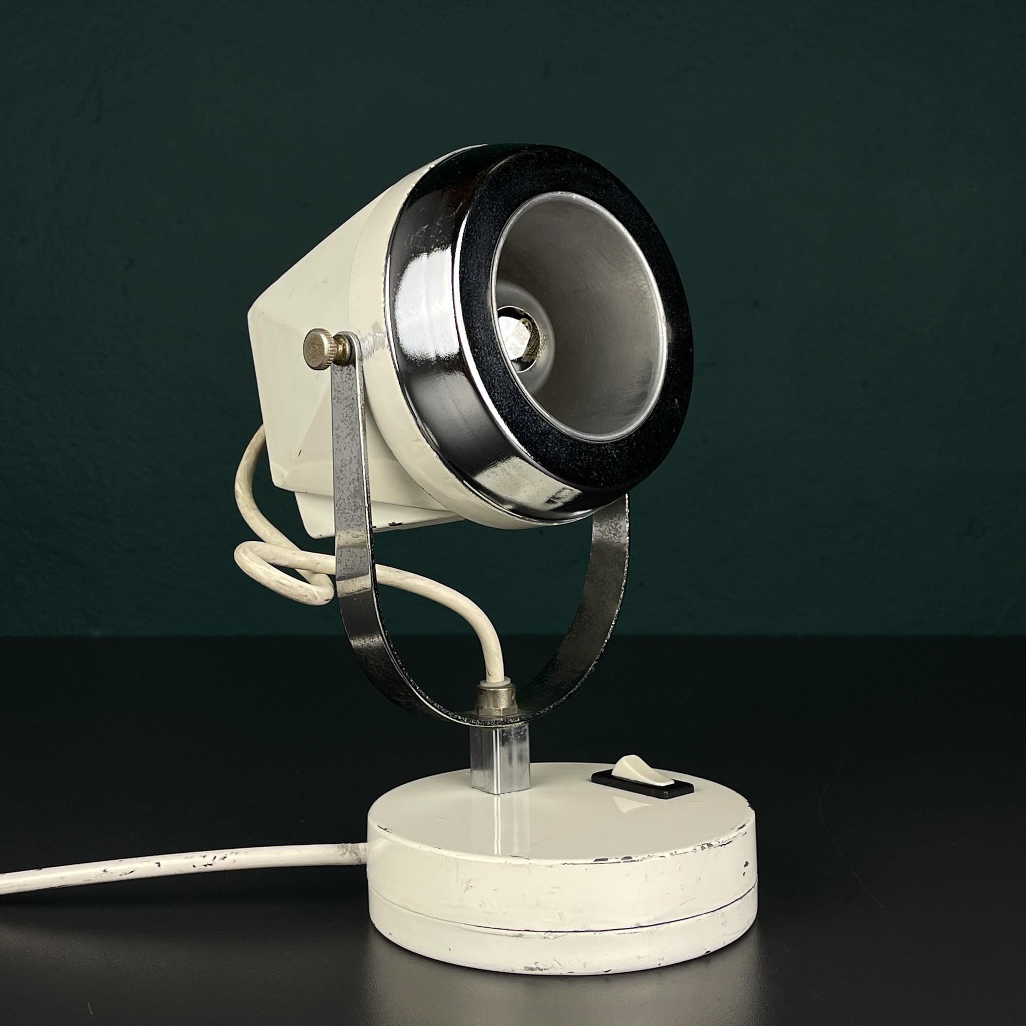 Mid-century white desk lamp, Italy 1960s, Retro lighting Space Age Atomic