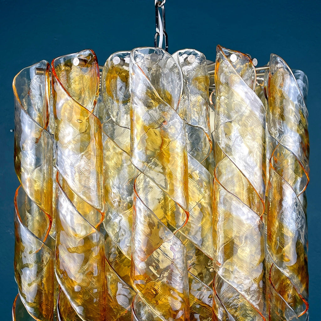 AV Mazzega 'Torciglioni' Vintage Murano Glass Chandelier - 1970s Mid-century Italian Lighting Masterpiece