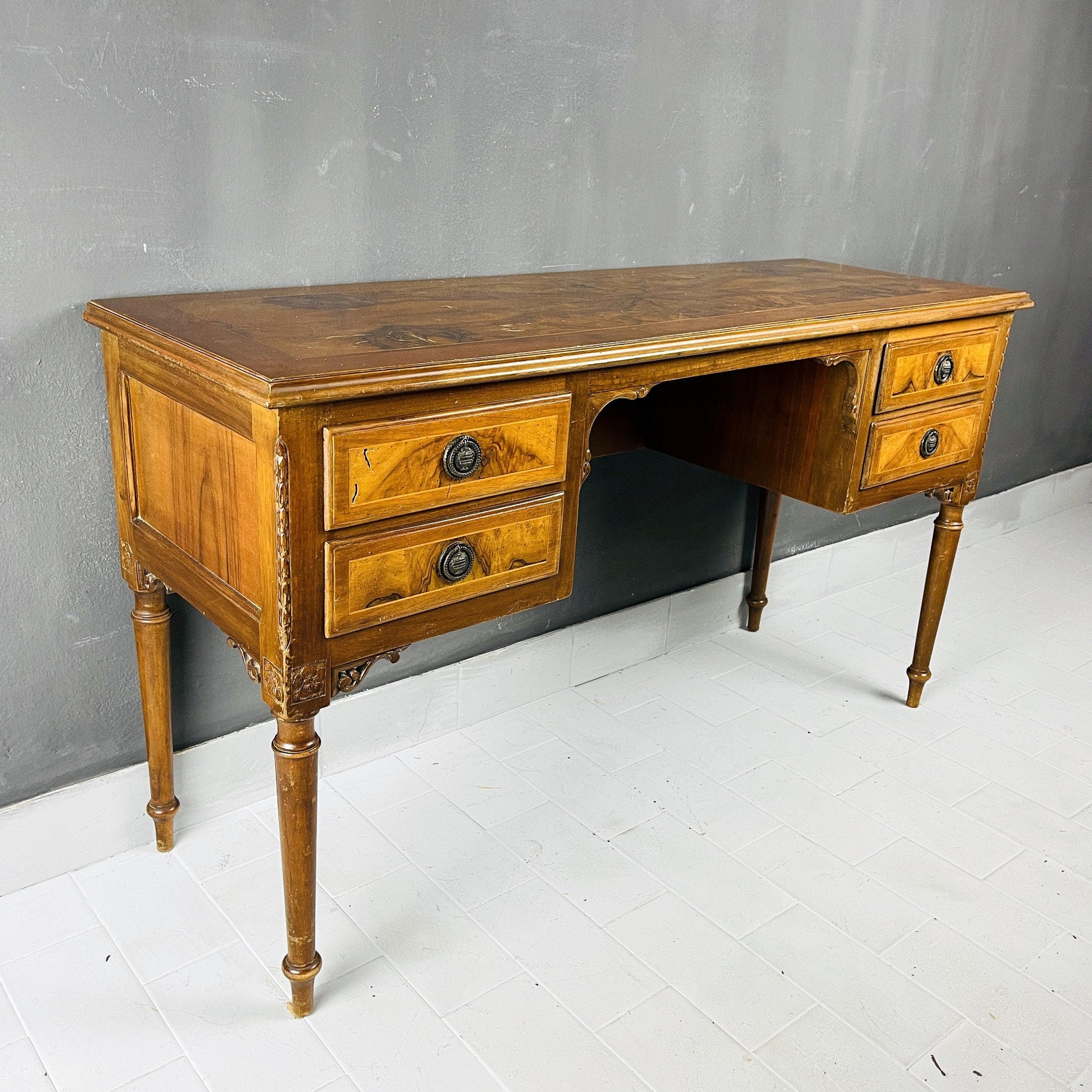 Vintage wood sideboard Italy 1950s  venetian wooden console table