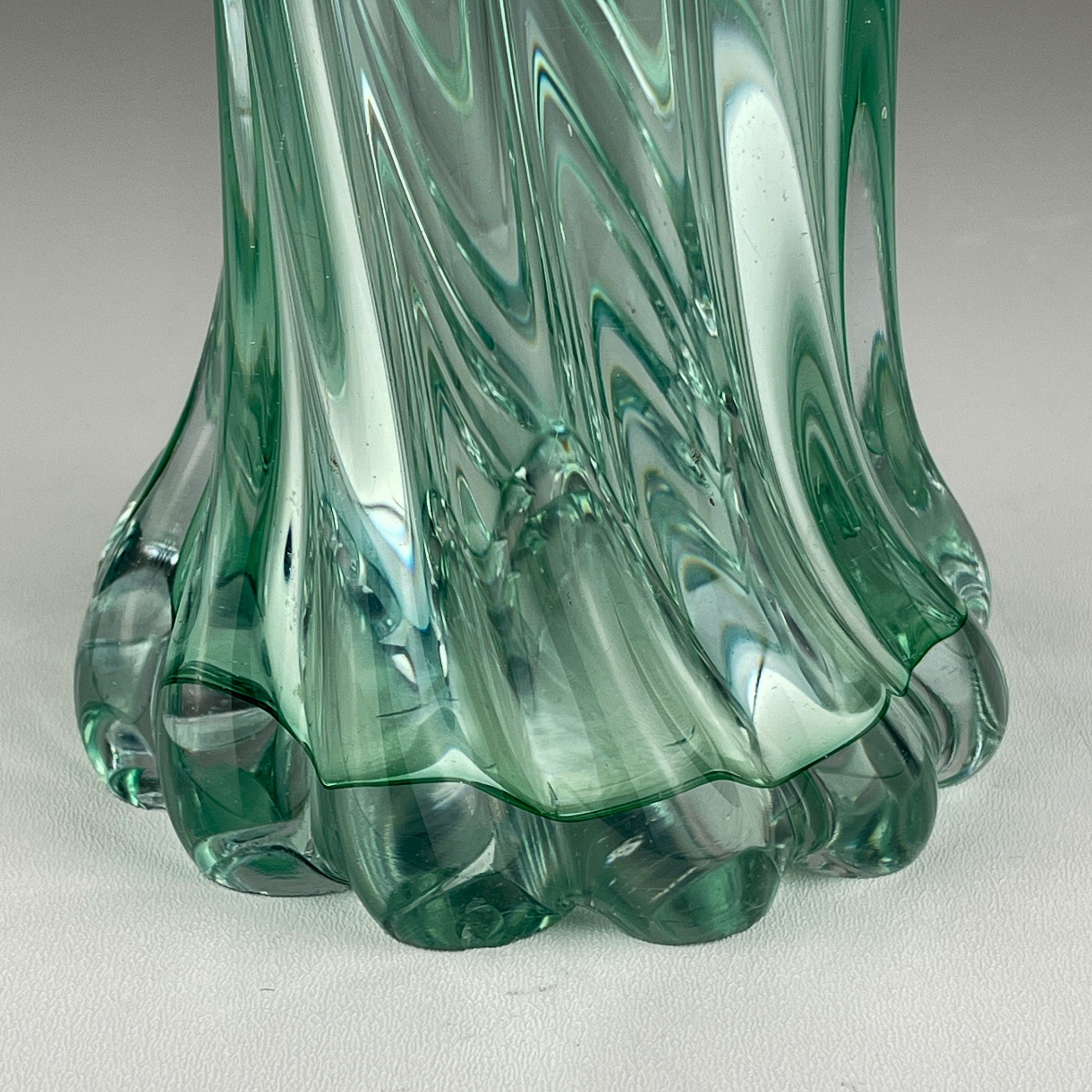 Vintage green murano vase, Italy 1970s, Mid-century home decor