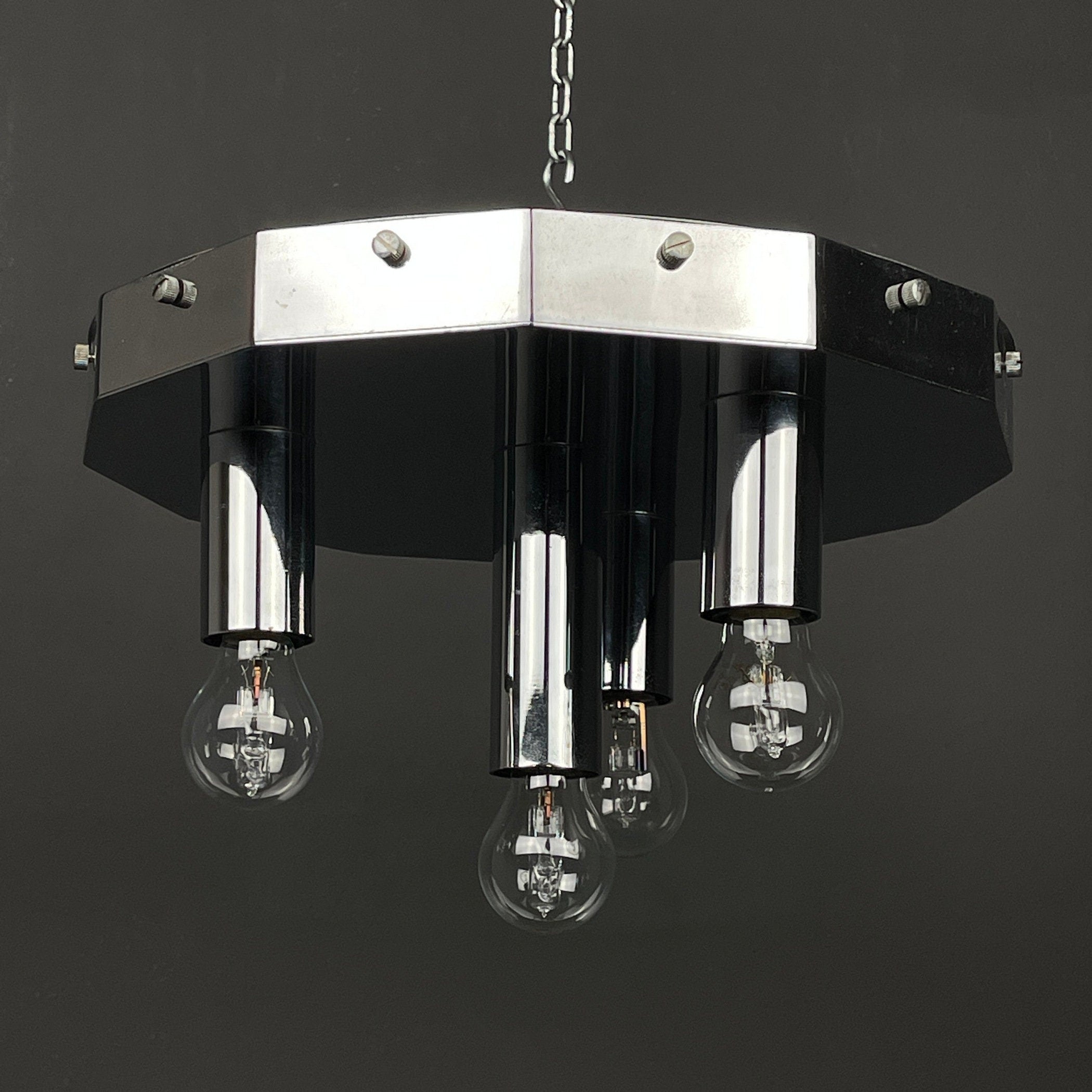 Vintage large murano chandelier by AV Mazzega Italy 1970s Mid-century italian lighting