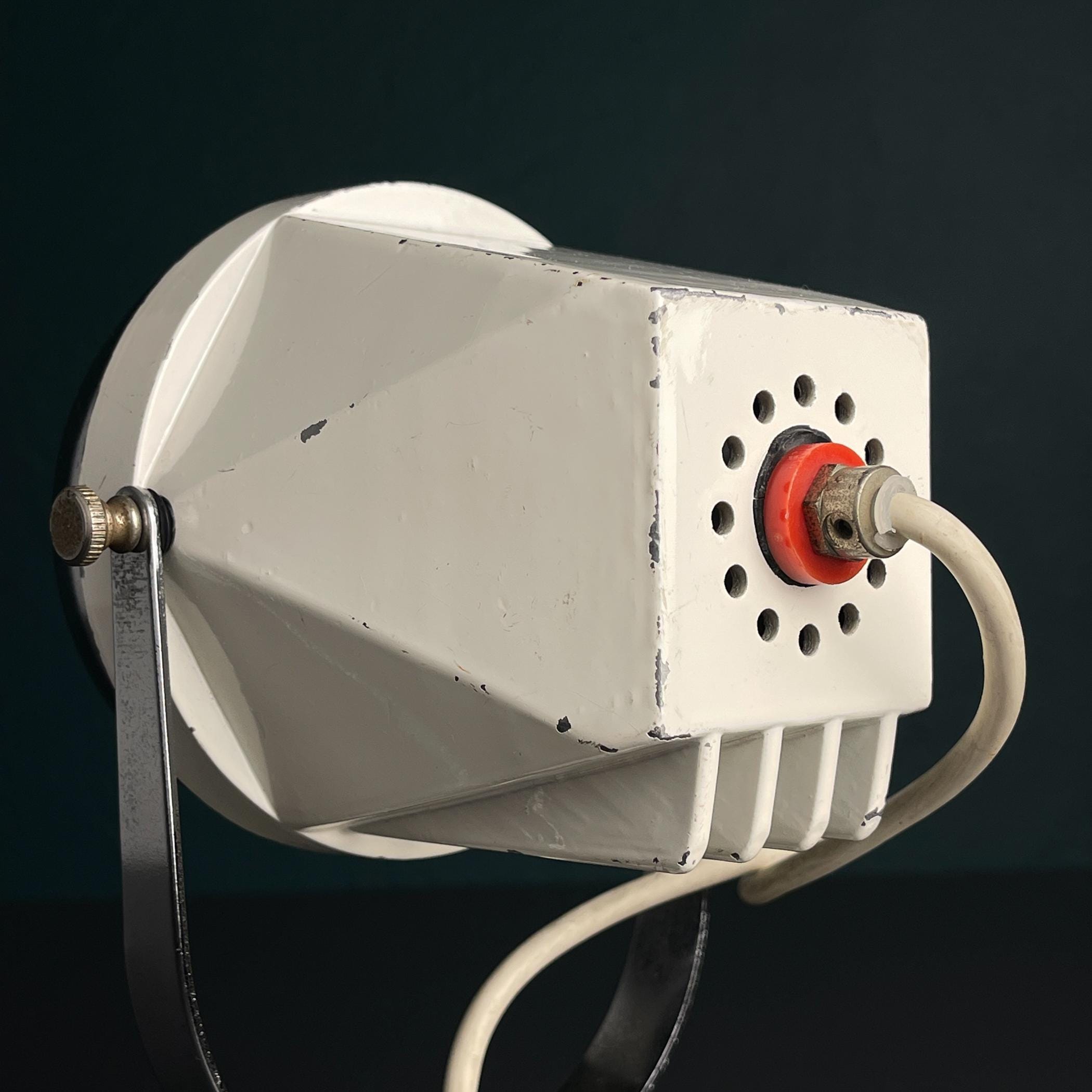 Mid-century white desk lamp, Italy 1960s, Retro lighting Space Age Atomic