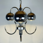 Vintage Italian Eyeball Pendant Lamp: Chrome Space Age Lighting, 1970s