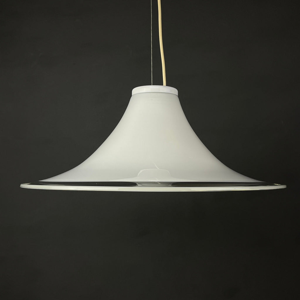 Murano glass white pendant lamp Italy 1970s Mid-century lighting XL ceiling lamp