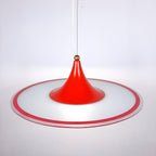 Mid-century pendant lamp Italy 60s Red retro chandelier space age atomic vintage lighting