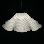 Vintage swirl white Murano glass pendant lamp, Italy 1970s