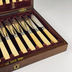 Antique Silver Plated Set Fish Knifes & Forks for 12 people, Sheffield England, 1910s