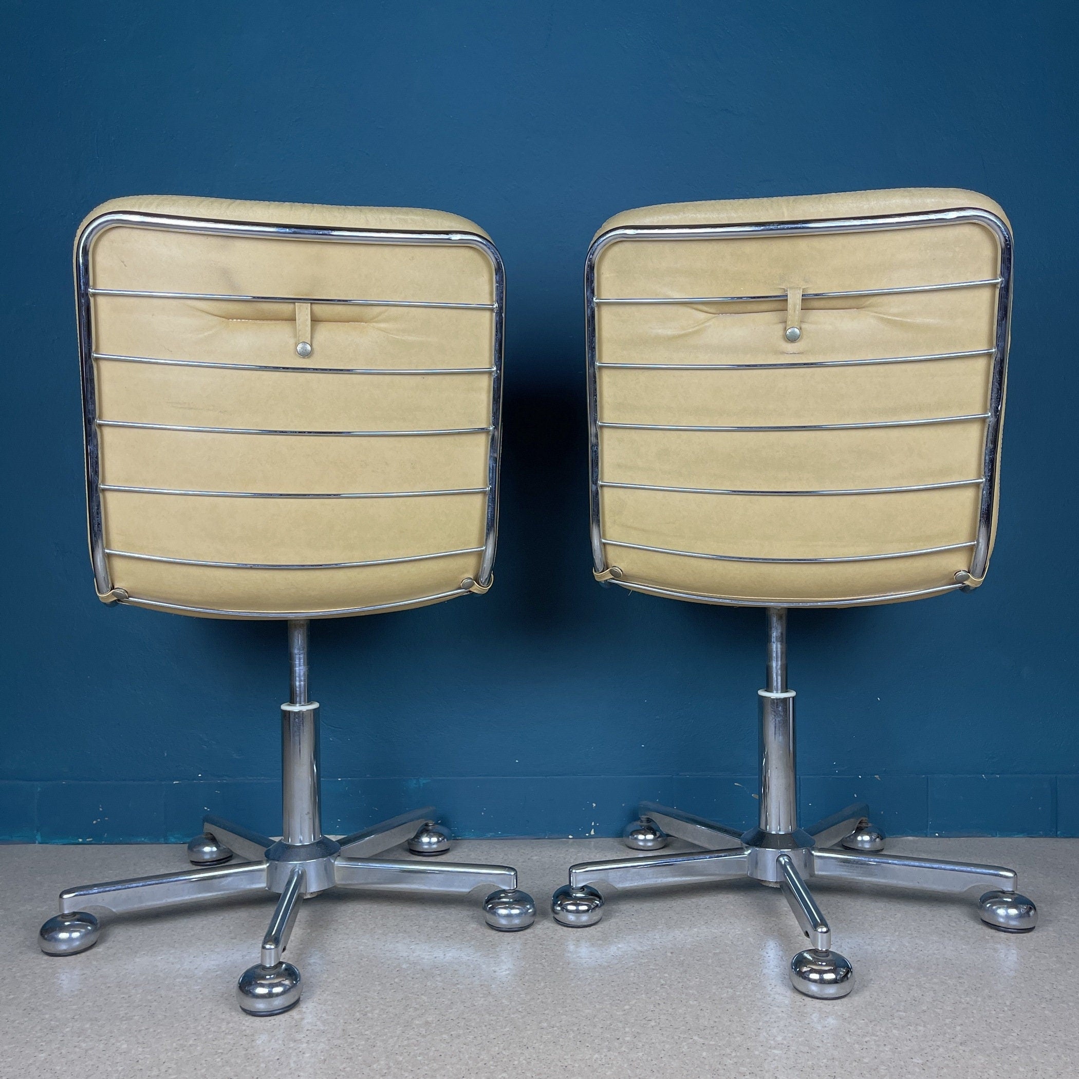 Vintage Italian Desk Chairs - 1970s Mid-Century Modern Style - Set of 2