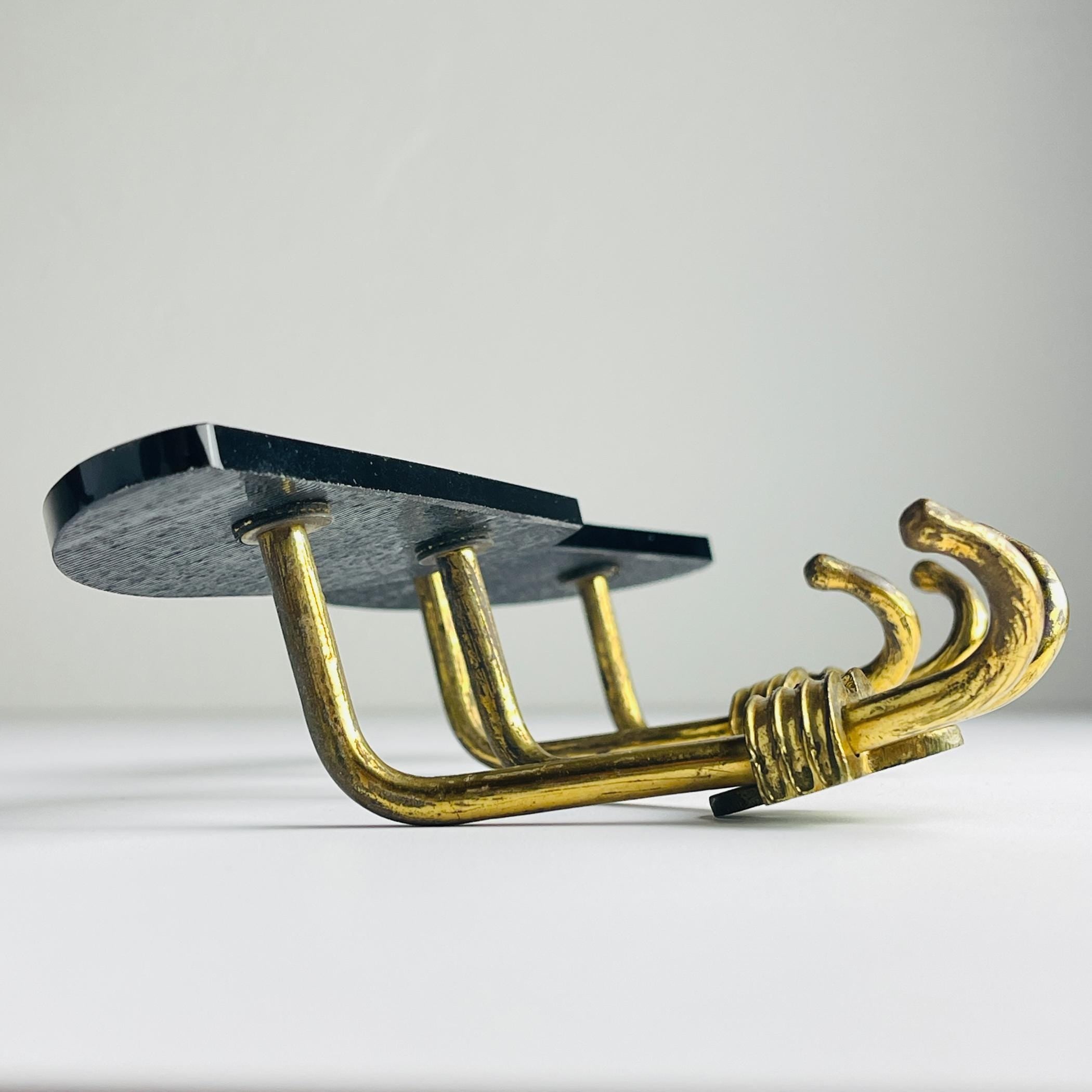 Vintage brass coats hook, Italy, 1950s, Set of 2, Vintage home decor