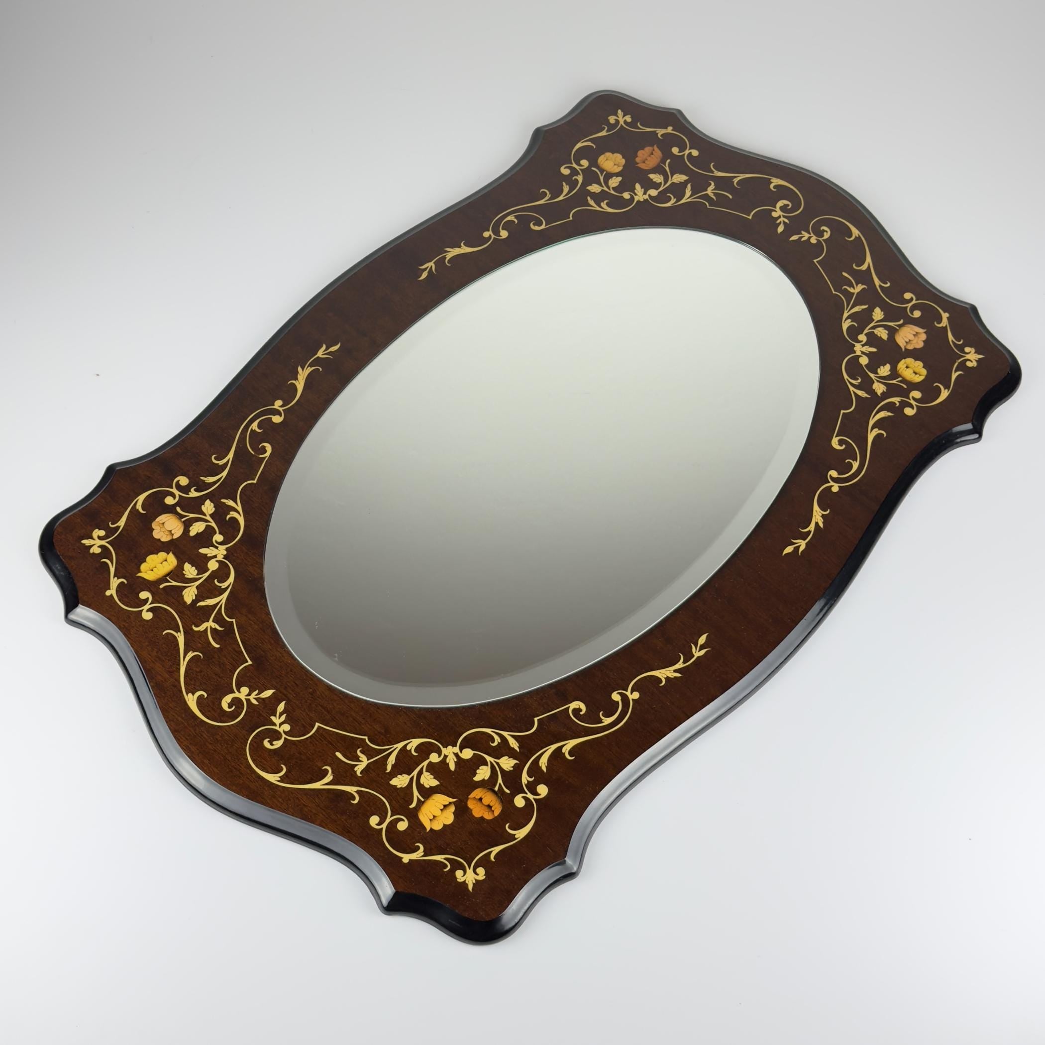 Vintage large wooden mirror, Italy 1970s