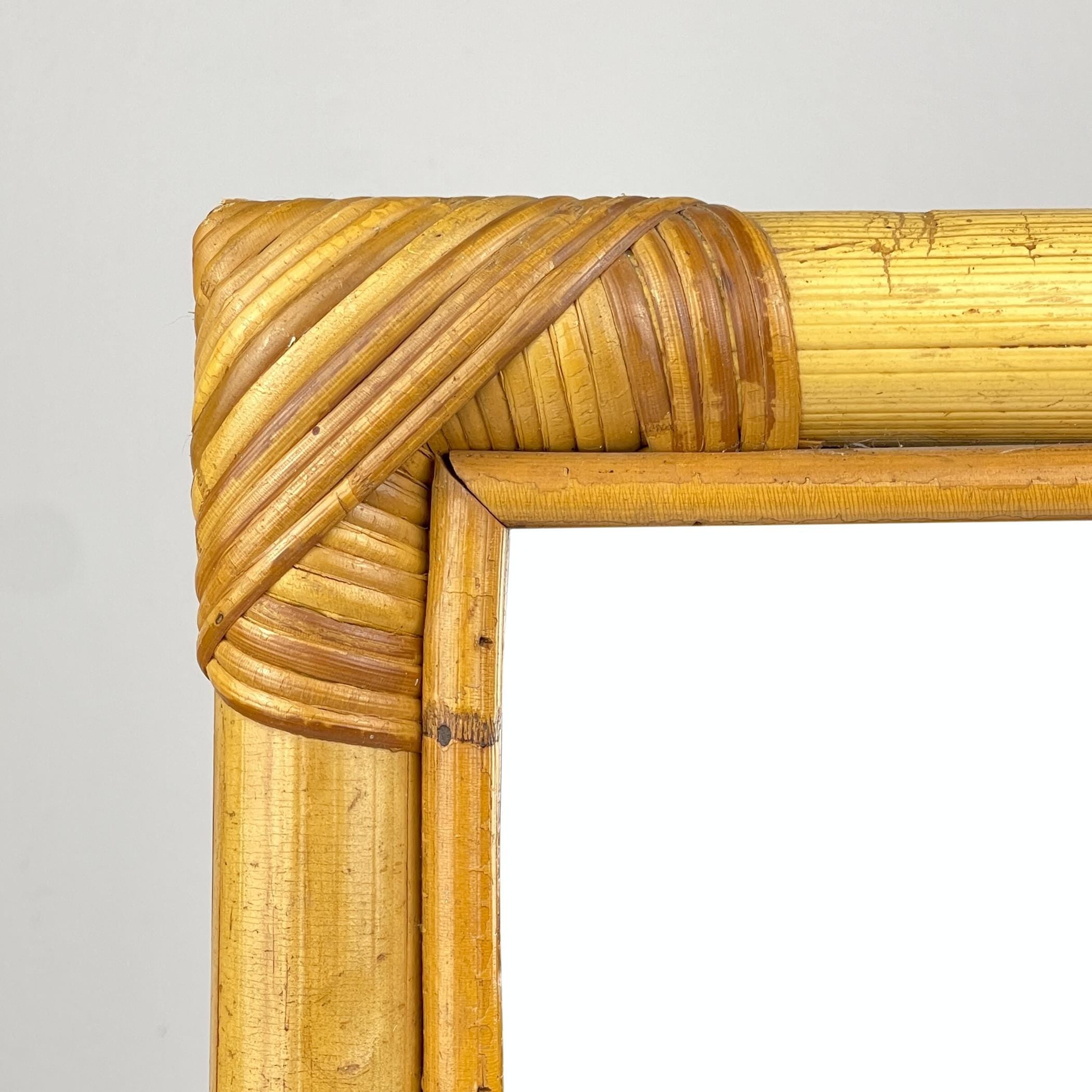 Mid-Century Bamboo Wall Mirror, Italy, 1960s, Vintage home decor