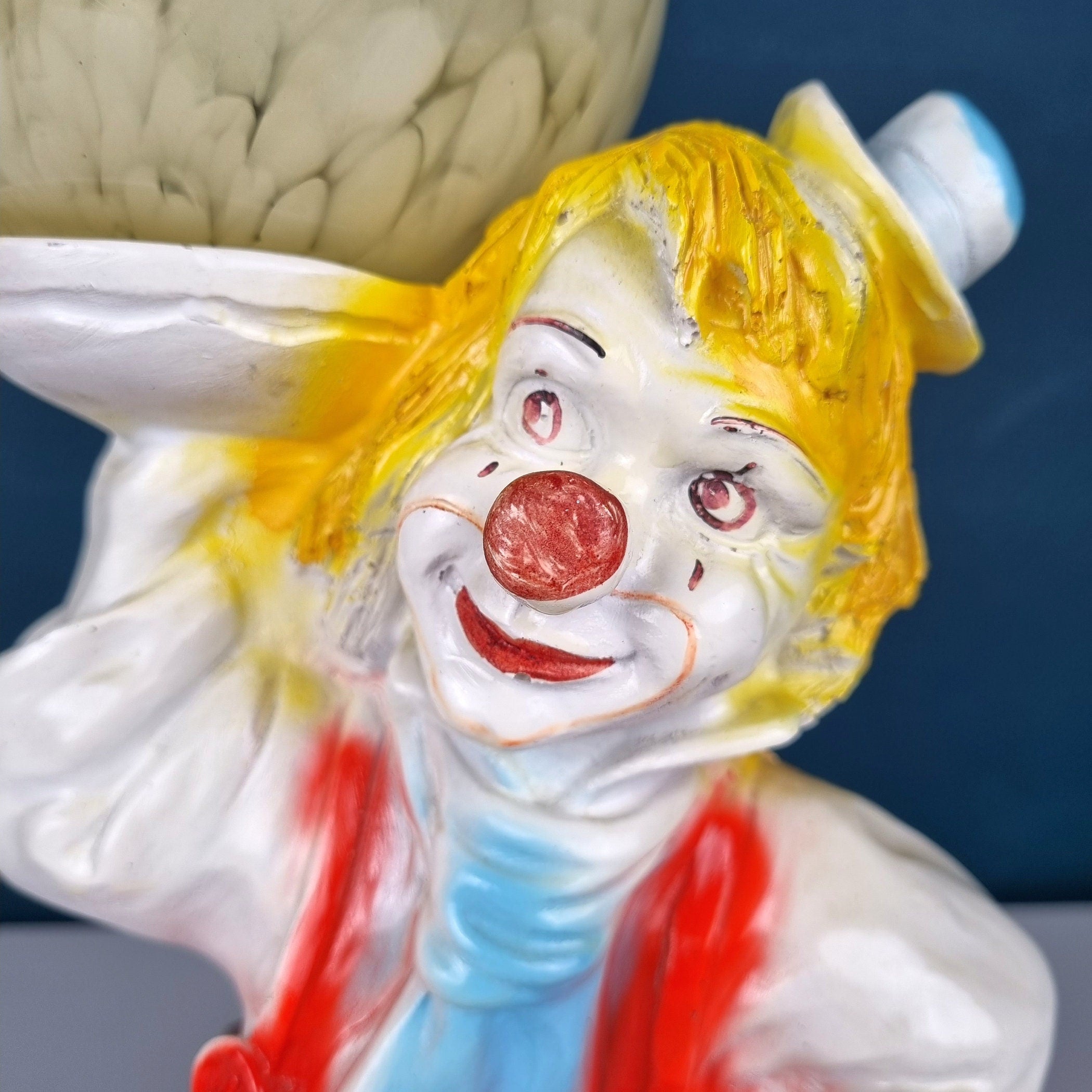 Vintage ceramic table lamp Clown Italy 1960s Retro nightlamp Lamp for children's room