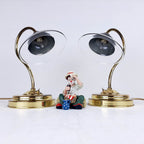 Vintage Gold Bedside Lamps: Italian Retro Mid-Century Lighting Pair