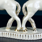 Antique ceramic vase Horses by Egisto Fantechi Maioliche Ceramic, Sesto Fiorentino, Italy, 1940s