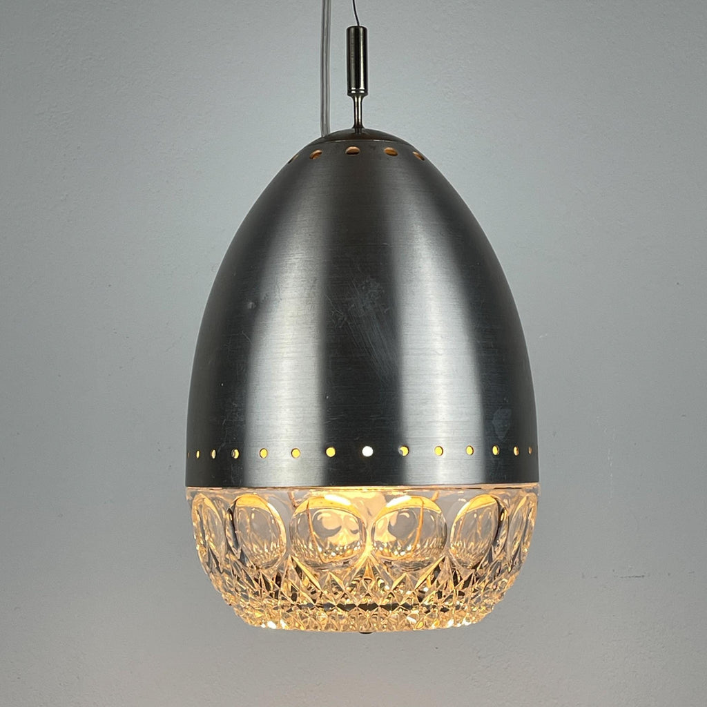 Mid-century glass pendant lamp Italy 1960s Vintage Italian lighting Space Age