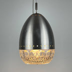 Mid-century glass pendant lamp Italy 1960s Vintage Italian lighting Space Age