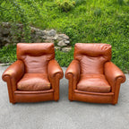 Poltrona Frau leather armchairs Edoardo Italy 1970s Set of 2