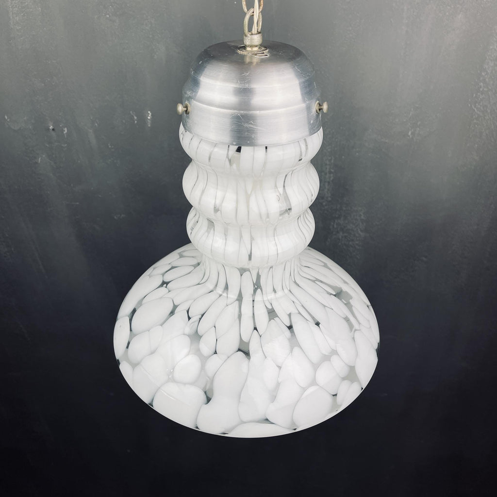 White murano pendant lamp by Carlo Nason for Mazzega, Italy 1960s